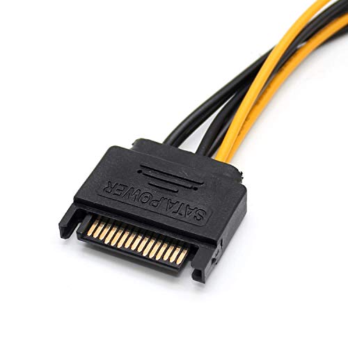 GGZZ 8 Pin PCIe to SATA 15 Pin Power Cable, 15-Pin SATA to 8 Pin PCI-Express Video Card Power Adapter Cable (20CM/2Pack) 3