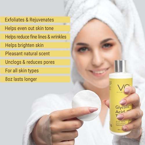 Glycolic Acid Toner for Face - Anti Aging, Pore Minimizer for Face, Exfoliating Toner - with Aloe Vera, Cucumber, Hyaluronic Acid - AHA - Alcohol Free - for All Skin Types - by Vital Affair. 2
