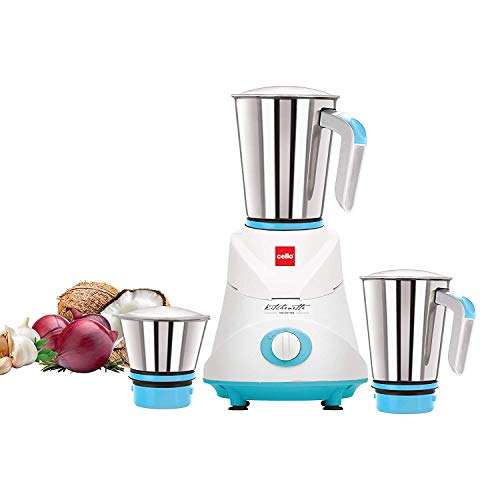 Cello Elite 500-Watt Mixer Grinder with 3 Stainless Steel Jars (Blue) 3