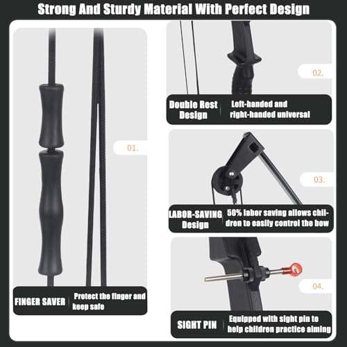 SOPOGER Kids Bow and Arrow Set for Boys Girls, Beginner Bow and Arrow for Kids 8-12 Youth Archery Set, Youth Compound Bow and Arrow Set for Kids Backyard Archery Games Toy Gifts (Black) 6