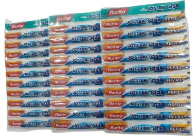 Rorito Jottek Gel Pen Refills Blue Ink, Jumbo Size, Smooth Writing, 30 Pieces Waterprof Ink Gel Writings