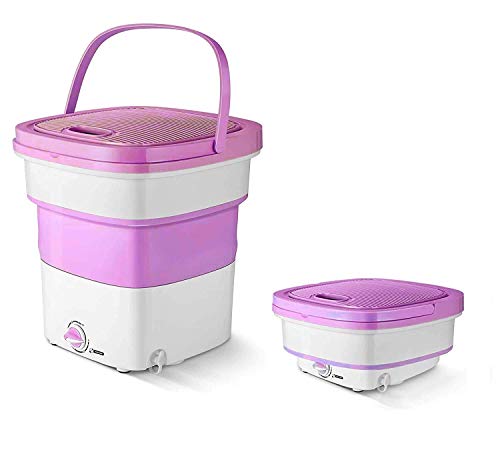 DRIXTY Portable Mini Washing Machine Lightweight Collapsible Top Load Bucket Foldable Automatic Washing Machine – Perfect for Clothes, Home, Camping, Travelling, Apartment, Dorm 2 kg (Pink)