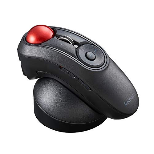 ELECOM Relacon Handheld Trackball Mouse, Thumb Control, 2.4GHz Wirelss, Ergonomic Design, 10-Button Function with Smooth Tracking, Optical Gaming Sensor, Windows11, MacOS (M-RT1DRBK) 1