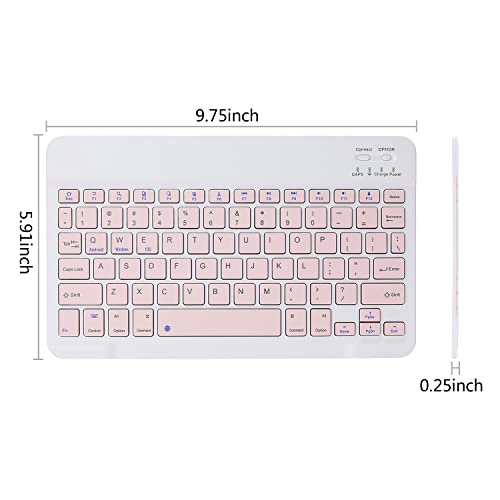 Ultra-Slim Rechargeable Bluetooth Keyboard Portable Wireless Keyboard for iPad A16 11th 10th Generation, iPad Pro iPad Air iPad mini iPhone, Android Samsung Galaxy Tablet Smartphone Cell Phone (Pink) 6