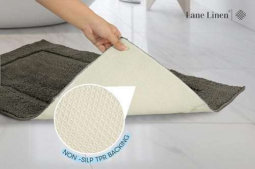 LANE LINEN Bathroom Rugs Set, 2 Piece, Extra Soft Absorbent Premium Bath Mats, Non Slip Shower Mats, 24" x 36"/17" x 24", Beige 4