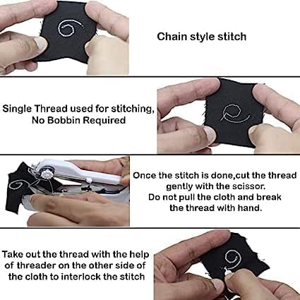 Stonsell Electric Handheld Mini Portable Hand Sewing Machine Stapler Style Silai Machine Electric Handy Stitch Mini Machine Home Tailoring Hand Sewing Machine Emergency Stitching(A+1) 6