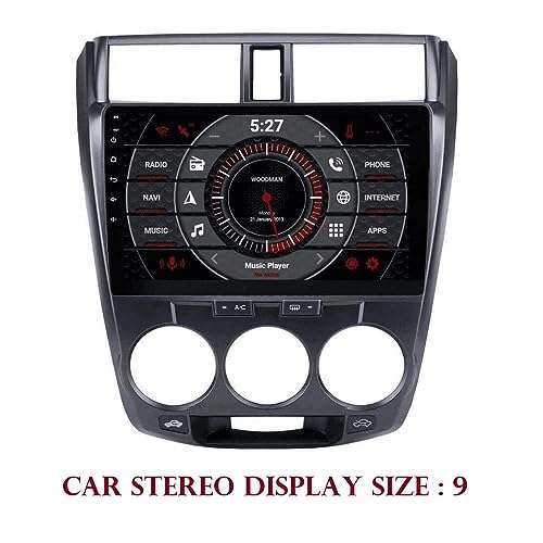 Modorwy 9 Inches Android System with 2GB/32GB RAM & ROM, Gorilla Glasses/Full HD Display/WiFi/GPS/SWC and Rear Parking Camera Frame with Socket for Honda City IV-Tec 2008-2013 2