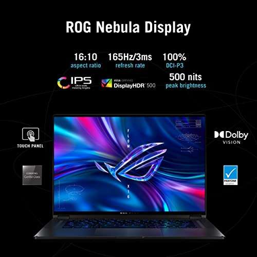 ASUS ROG Flow X16 (2022), 16" (40.64 cm) QHD+ 16:10 165Hz/3ms Touch, AMD Ryzen 7 6800HS, 4GB RTX 3050 Ti, 2-in-1 Gaming Laptop (16GB/1TB SSD/Windows 11/with Office/Gray/2.00 Kg), GV601RE-M6012WS 6