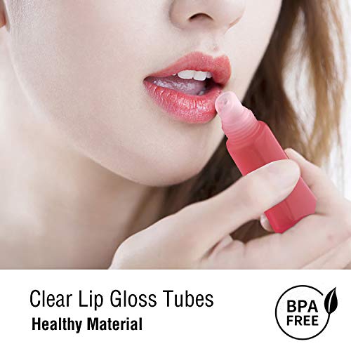 70 PCS 10ml Refillable Lip Gloss Tubes, Clear Soft Cosmetic Tubes Lip Balm Containers for DIY Homemade lipgloss project with 1PCS free Syringe, 1 PCS Diamond Pen and 80 pcs Labels 2