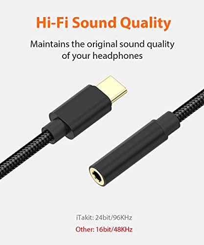 USB C to 3.5mm Headphone Jack Adapter, USB Type C to 1/8 inch Aux Audio Dongle Cable Converter Compatible with iPad Pro, Samsung Galaxy S21 S20 Ultra S20+ Note 20 S10 S9 Plus, Pixel 4 3 2 XL 4