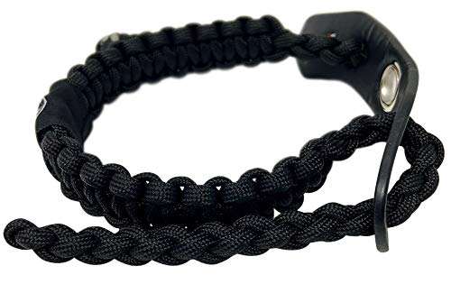 Ten Point Gear Bow Archery Wrist Sling 550 Paracord - Survival Hunting Shooting - Durable Leather with Metal Grommet (Multiple Color Options) (Blackout) 3
