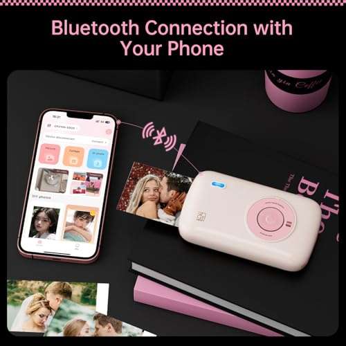 HPRT CP2100 Portable Photo Printer for iPhone & Android, 2 * 3 Instant Color Mini Printer, Bluetooth 5.0, Type-C Charging, Dye-Sublimation Tech, Initial 10 Sheets Included 2