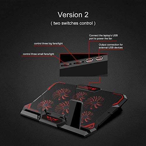 Dezful COOLCOLD K38 Laptop Air Cooling Fan Computer Support Stand (6-Fans) Cooler Adjustable Wind Speed Low Noise(Pack of 1) 6