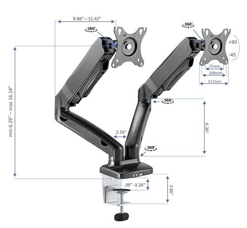 Rocelco 40" Height Adjustable Standing Desk Converter with AC Outlet USB Charger and Dual Monitor Arm Mount - Sit Stand Up Tabletop Riser - Sliding Keyboard Tray - Black (R DADRB-40-ACUSB-MA2) 5