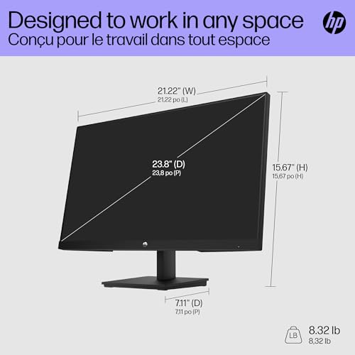 HP V24i G5 Computer PC Monitor 24 Inch Full HD IPS 60Hz 5ms 250 Nits Brightness AMD FreeSync Anti-Glare Low Blue Light HDMI DisplayPort Black 65P58AA 5