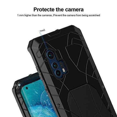 Foluu for Moto Edge+ Case, for Moto Edge Plus Case, Aluminum Metal Shockproof Bumper Frame Case Soft Rubber Silicone Military Heavy Duty Hard Case for Motorola Moto Edge+ 2020 (Black) 5