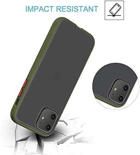 TRENDYTHINK Transparent Shockproof Camera Protection Smoke Cover Translucent Matte Soft TPU Pouch Case Smoke Case for (Green, I Phone 11) 5