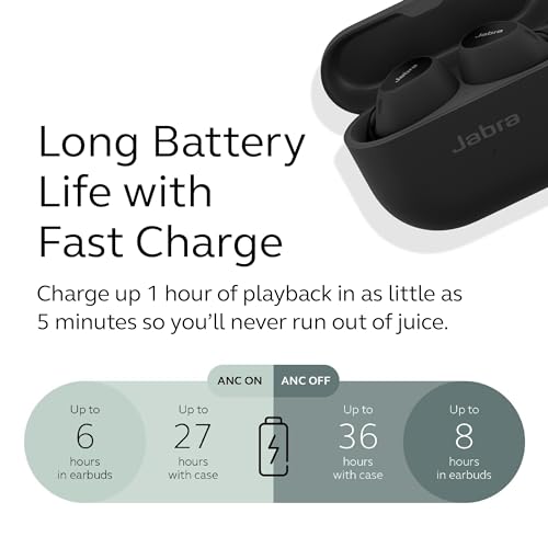 Jabra Elite 10 True Wireless Bluetooth Earbuds – Advanced Active Noise Cancelling with Dolby Atmos Surround Sound, All-Day Comfort, Multipoint, Crystal-Clear Calls – Gloss Black 2