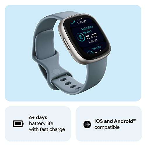 Fitbit Versa 4 Fitness Watch (Waterfall Blue/Platinum Aluminium) with 6-Month Premium Membership 2