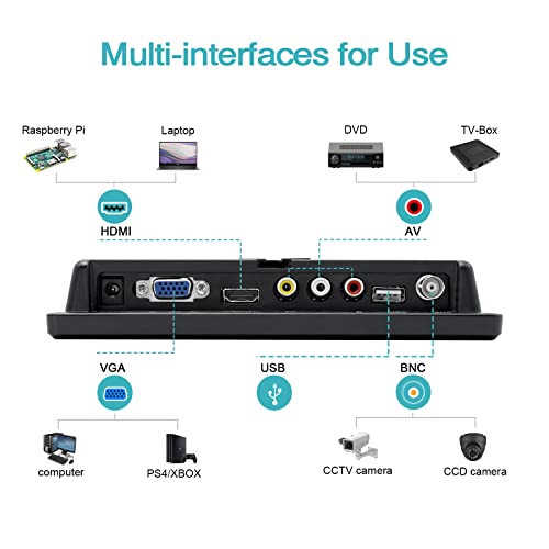 7 inch Small Monitor,Portable Monitor, LCD HDMI Monitor 1024x600, VGA Monitor,HDMI/VGA/AV Input Mini Monitor,with Speakers 4