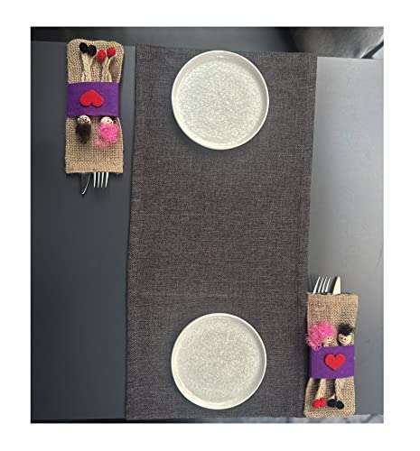 Flatware Pocket cutlery pouch with dolls table decor ideas table decor for party Burlap Utensil Cutlery Holders Pouch Bags Pack Knifes Forks Napkin Silverware Holder Bag for Rustic handmade 3