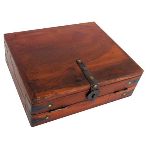 Treasure Gurus Antique Style Wood Folding Travel Writing Lap Desk 1