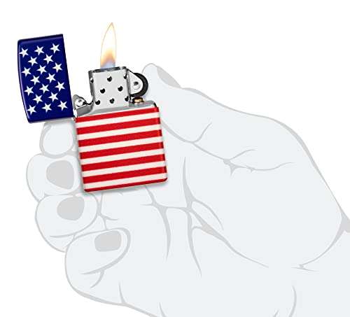 Zippo Diamond Plate Flag Street Chrome Pocket Lighter 6