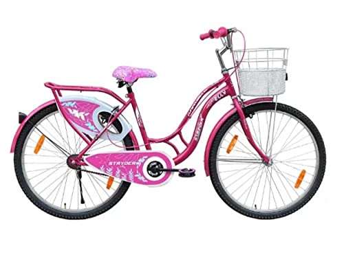 TATA City Bike for Women , Elly Design 2021 Model 26 INCHES Wheels with Stainless Steel Frame (Pink) 1