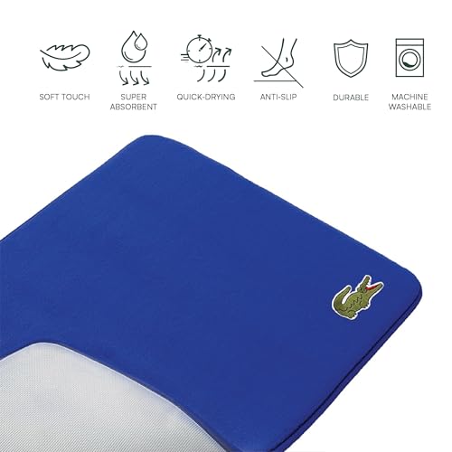 Lacoste Memory Foam Bath Rug – Ultra Soft Fleece Bathroom Mat with Embroidered Crocodile Logo, Super Absorbent, Non-Slip Backing, Machine Washable, Plush & Stylish 19"x30" – Surf Blue 5