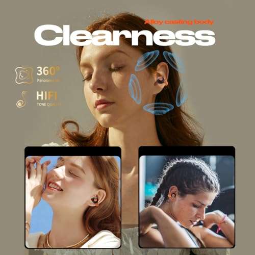 Wireless Open Ear Earbuds, Ear Clip Bone Conduction Headphones Bluetooth 5.3, Painless Clip on Earbuds with LED Display, Mini Sport Running Earring Earphone, HiFi Quality/Long Battery Life (Black) 6