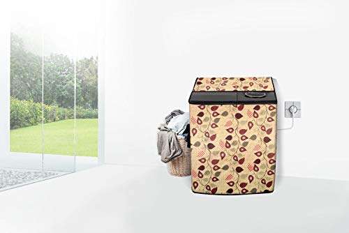 Stylista Top Load Semi Automatic Washing Machine Cover Suitable for Intex 7.2 kg, 7.5 kg, 7.6 kg, 8 kg & 8.5 kg Petals Pattern Yellow 2