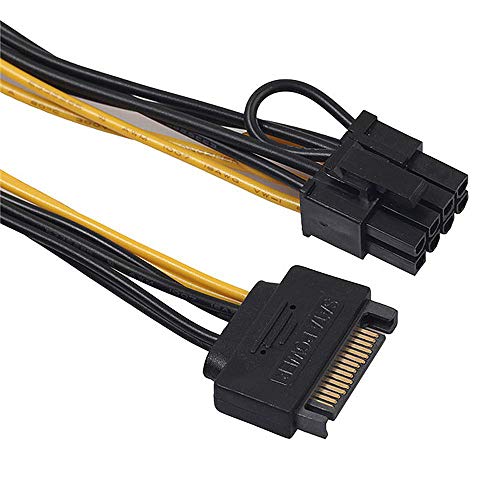 GGZZ 8 Pin PCIe to SATA 15 Pin Power Cable, 15-Pin SATA to 8 Pin PCI-Express Video Card Power Adapter Cable (20CM/2Pack) 6