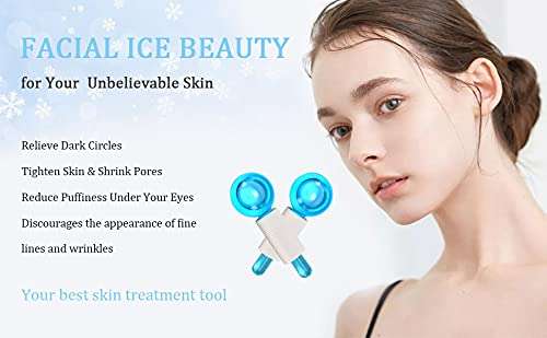 VEDHAK 2PCS Ice Roller Globes Facial Roller Cold Skin Massagers Crystal Glass Ball for Redness Soothing Anti Ageing Wrinkles Soothing Firming Skin Energy BeautyFace Wrinkle Remover Beauty Care Tool 3