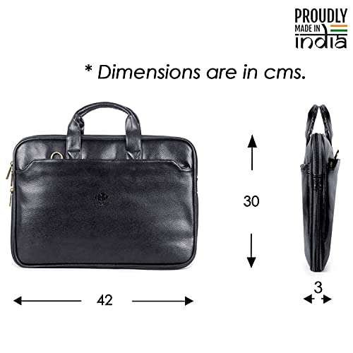 THE CLOWNFISH Unisex-Adult Jason Faux Leather Slim Expandable 15.6 Inch Laptop Messenger Bags Laptop Briefcase (Dark Brown) 6