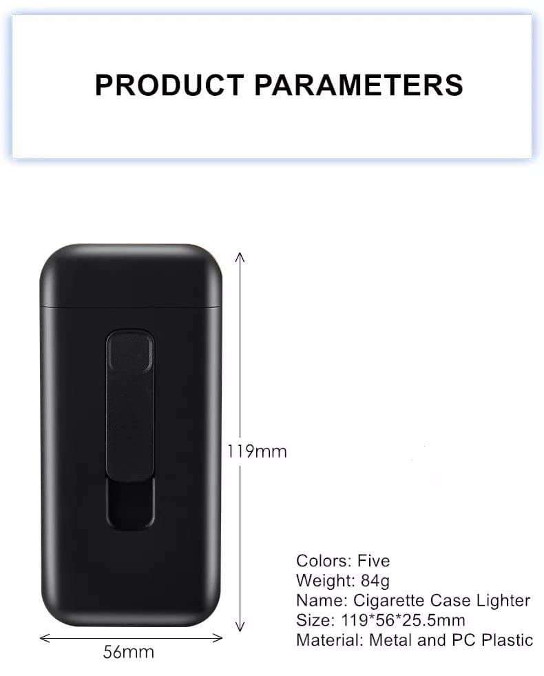 BEBO CREATIONS Slim Cigarette Case with Lighter,Cigarettes Box Portable 18 pcs Only for Slim Long Cigarettes,Windproof,Inbuilt Electric Lighters,Lighter for Smoking (Cigarettes Not Included) 5