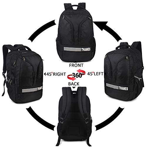 Thames URBAN Backpack with Laptop Sleeve with Rain Cover Imported Fabric Specious Lightweight Water Resistant Casual Bag | Laptop Backpack | Travel Backpack (AT Laptop-Black) 4
