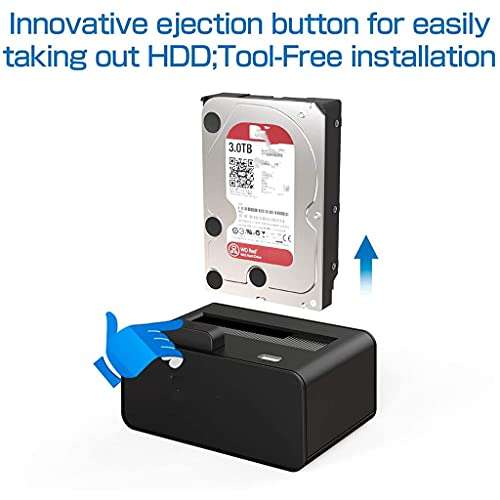 USB 3.0 to SATA Hard Drive Docking Station Up Button, 2.5,3.5-inch HDD SSD Station UASP Support 10TB 2