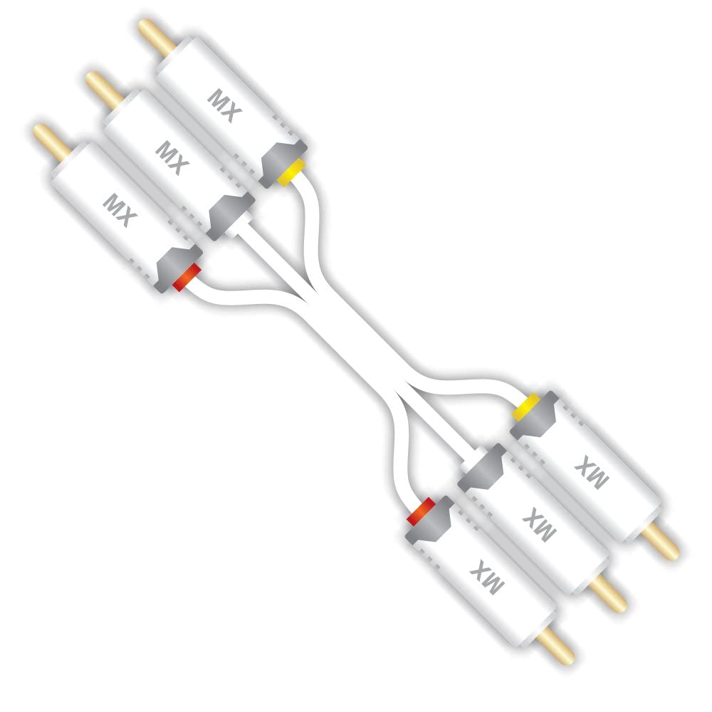 MX RCA Composite Audio,Video Cable 3 RCA Male To 3 RCA Male With Gold Plated Compatible For DVD Players,Television,Projector & Video game consoles-2 MTR 3346
