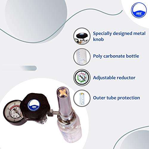 ARG HEALTHCARE Oxygen Flow Meter Adjustment Oxygen Valve with Regulator oxygen Flow Meter With Rotameter Humidifier Bottle Flow Meter With Oxygen Face Mask Oxygen Flow Meter With Regulator and Mask (Pack of 1) 4