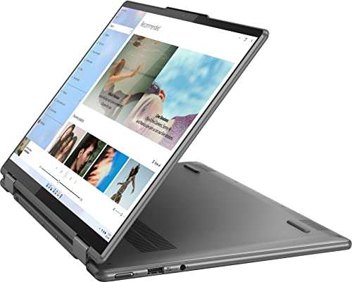 Lenovo ENOVO Yoga 7i 2-in-1 Laptop 14'' 2.2K Touchscreen12th Core i7-1255U Iris Xe Graphics 16GB RAM 512GB SSD WI-FI 6E Thunderbolt 4 Backlit KB w/ FP Windows 11 RATZK 32GB USB, Storm Grey, (82QE) 3