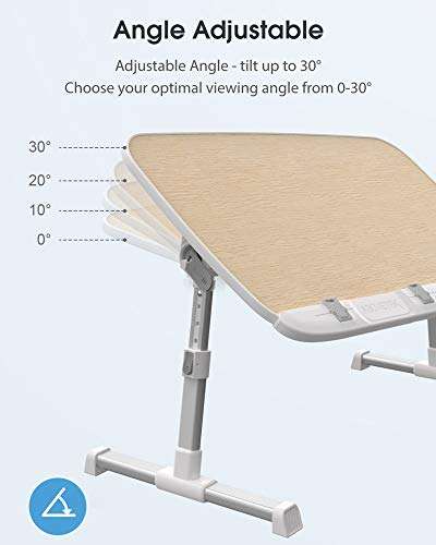 AboveTEK Laptop Desk for Bed, Portable Laptop Table Tray with Foldable Legs, Height Adjustable Foldable Laptop Desk for Eating Working, Computer Tray for Bed Couch, Gifts for Men Women Husband Birch 4