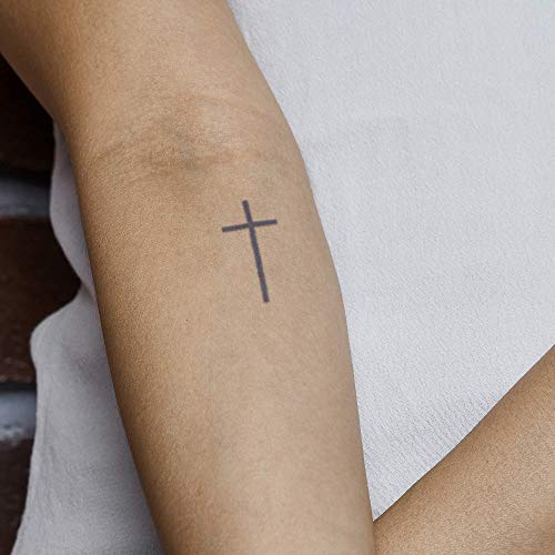Inkbox Premium Temporary Tattoo - Crotth| Lasts 1-2 Weeks, Matte Finish, Waterproof, Realistic Look that Fades Naturally | 100% Plant-Based Ink Cross - 2x2