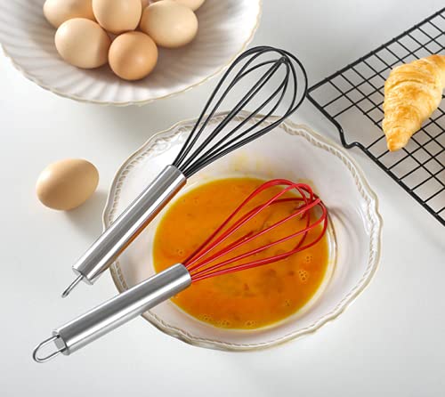 Stainless Steel Premium 10-Inch Silicone Flat Whisk (Black) 3