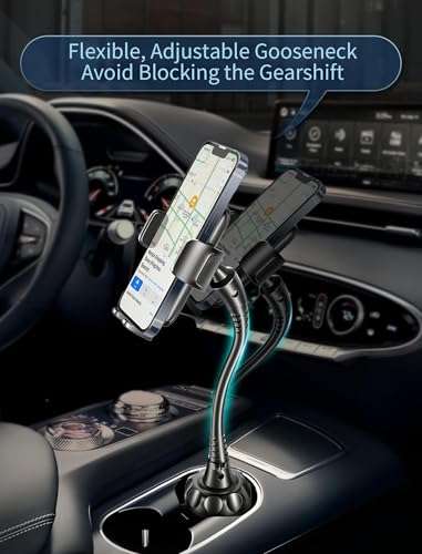 TOPGO Cup Phone Holder for Car [2025 Upgraded Ultra-Sturdy & Non-Shaking] Car Phone Mount with Adjustable Long Gooseneck Cell Phone Automobile Cradles for iPhone 16 Pro Max and More Smartphone - Black 2