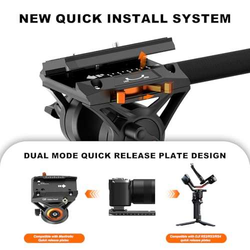 Monopod, COMAN KX3232 73.2 inch Professional Monopod Tripod Lightweight Aluminum Telescopic Camera Monopod with feet and Pan Tilt Fluid Head for DSLR Video Cameras 3