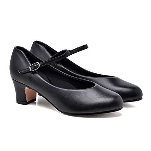 Stelle Character Shoes for Women Dance Shoes 1.5"/2" Ankle Strap Dancing Heels for Ballroom Salsa Tango Flamenco Latin (2''Black,8MW) 4