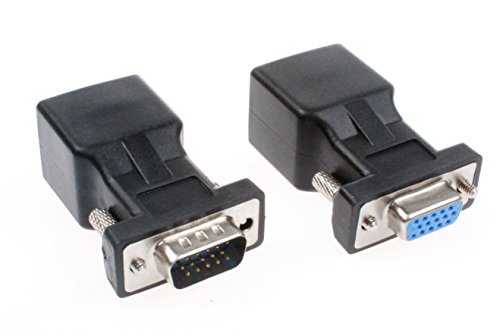 NOYITO VGA to RJ45 Adapter VGA Extender VGA 15 Pin to RJ45 Male Female Network Cable Connector Support 720P 1080I 1080P Analog HD Transmission (Pack of 2) (1 Male + 1 Female) 1