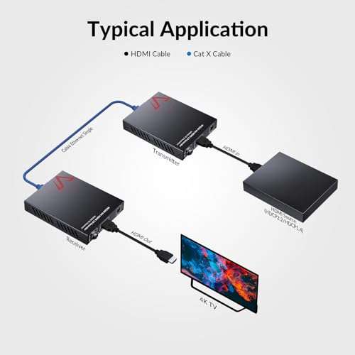 AV Access 4K HDMI Extender Over Cat5e/6/6a/7 4K@60Hz up to 115ft, 1080P up to 164ft, HDR10+, HDMI 2.0 YUV4:4:4, HDCP 2.2, 18Gbps, Plug & Play, IR Return & PoE, Smart EDID Balun (4KEX60-H2) 5