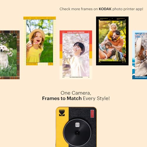 KODAK Mini Shot 3 Retro 4PASS 2-in-1 Instant Digital Camera and Photo Printer (3x3 inches) Initial 8 Sheets + 60 Sheets Cartridge Bundle, Yellow (NOT Zink) 4