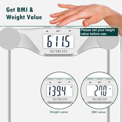 NUTRI FIT Digital Body Weight Bathroom Scale BMI, Accurate Weight Measurements Scale,Large Backlight Display and Step-On Technology,400 Pounds 4